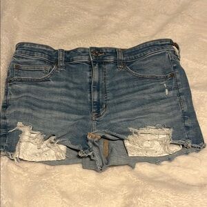 American Eagle Outfitters Blue Distressed Jean Shorts